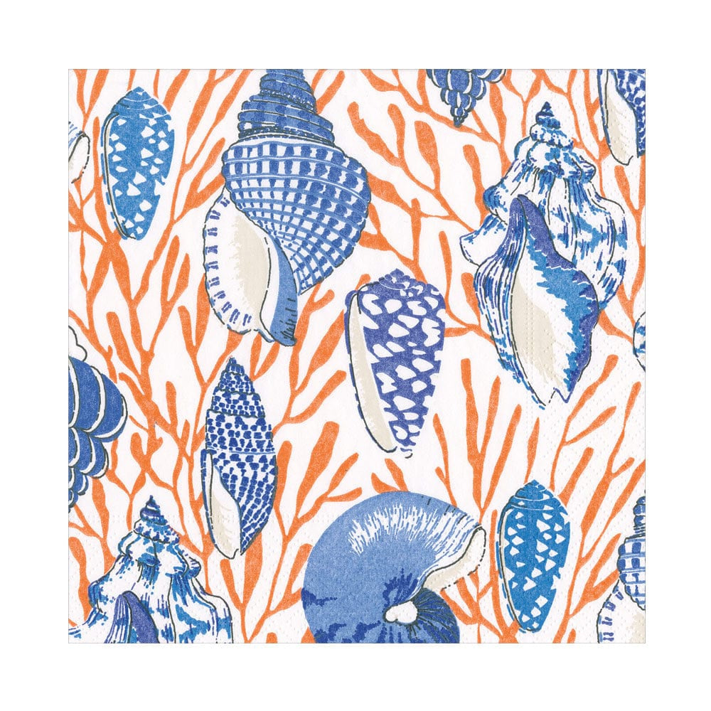 Caspari Shell Toile Cocktail Napkins 20pk