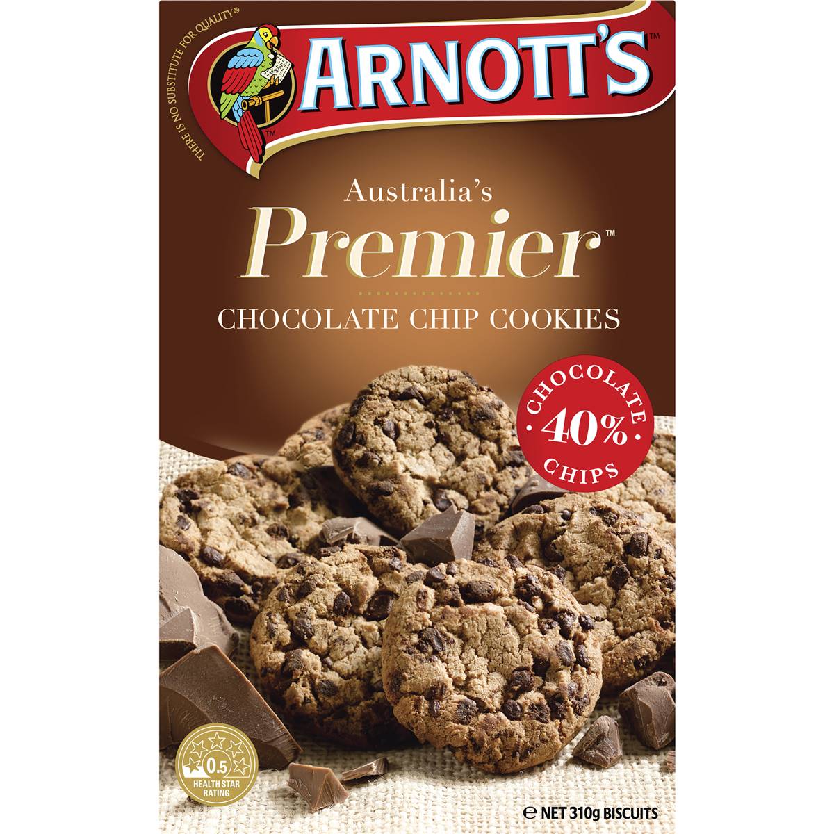Arnott's Premier Choc Chip Cookie 310g