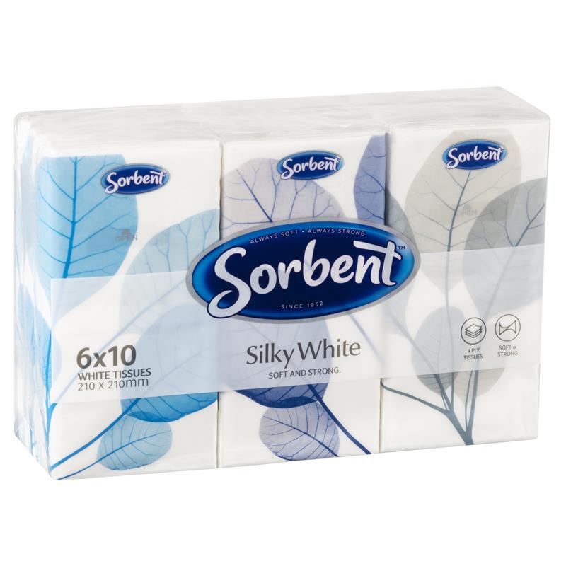 Sorbent Tissues Pocket 4ply 6 x 10pk