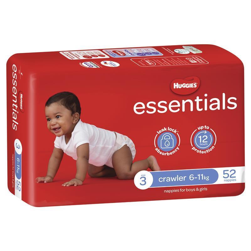Huggies Essential Nappy Size 3 Crawler 6-11Kg 52pk