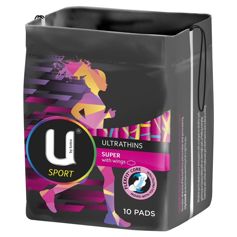 U By Kotex Ultra Thin Sport Super Wing 10pk