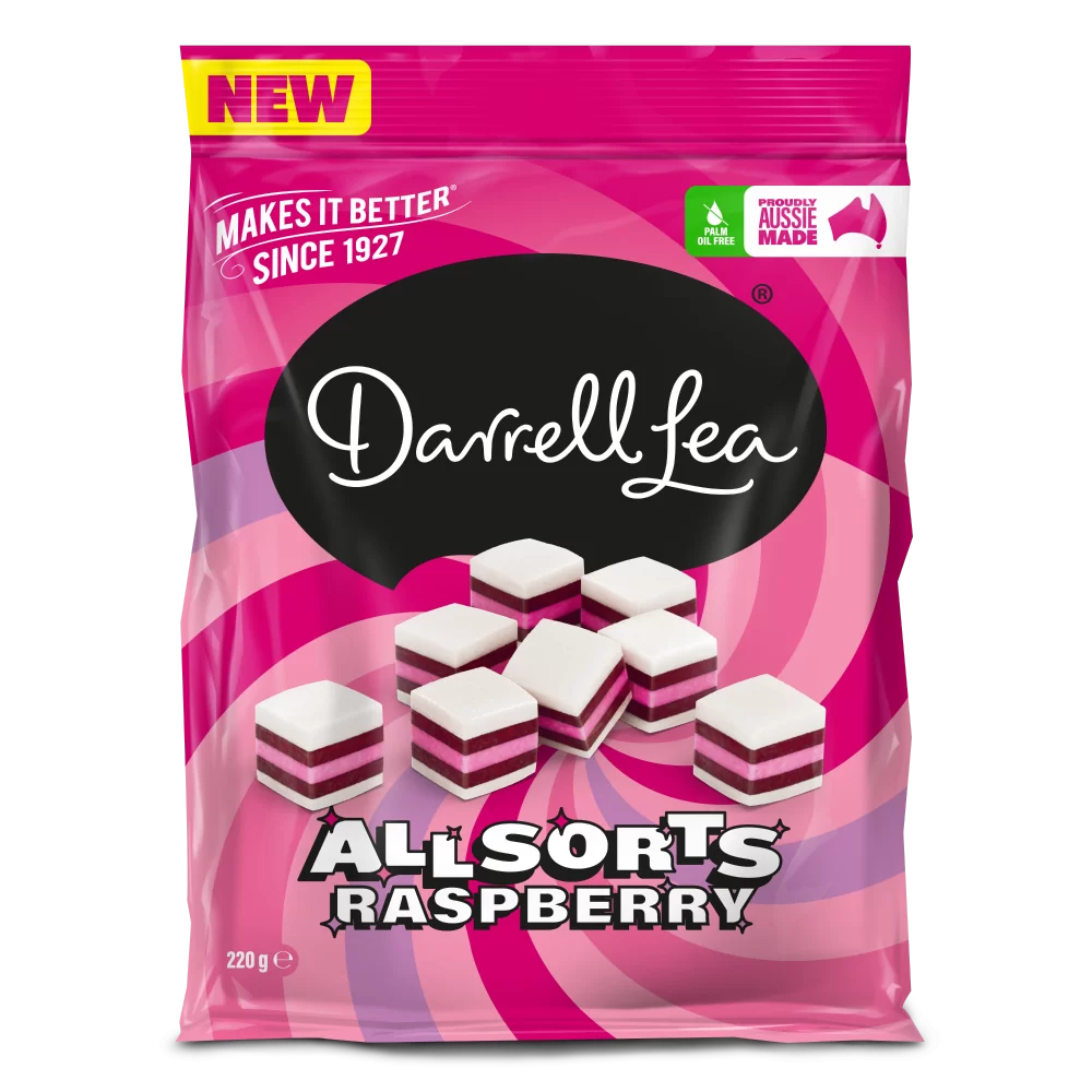 Darrell Lea Raspberry Allsorts 220g