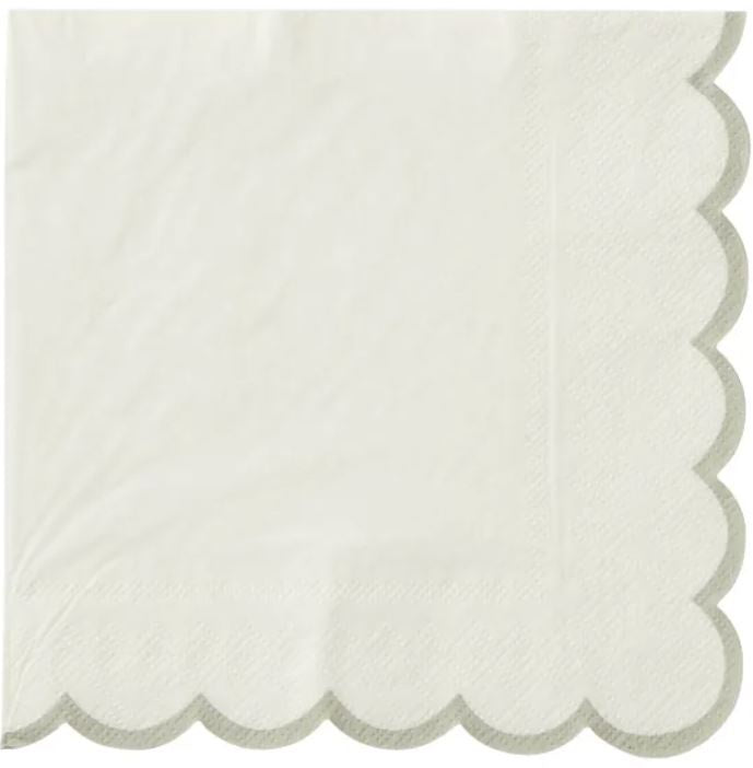 Assemble  White w/Grey Scallop Lunch Napkins 20pk