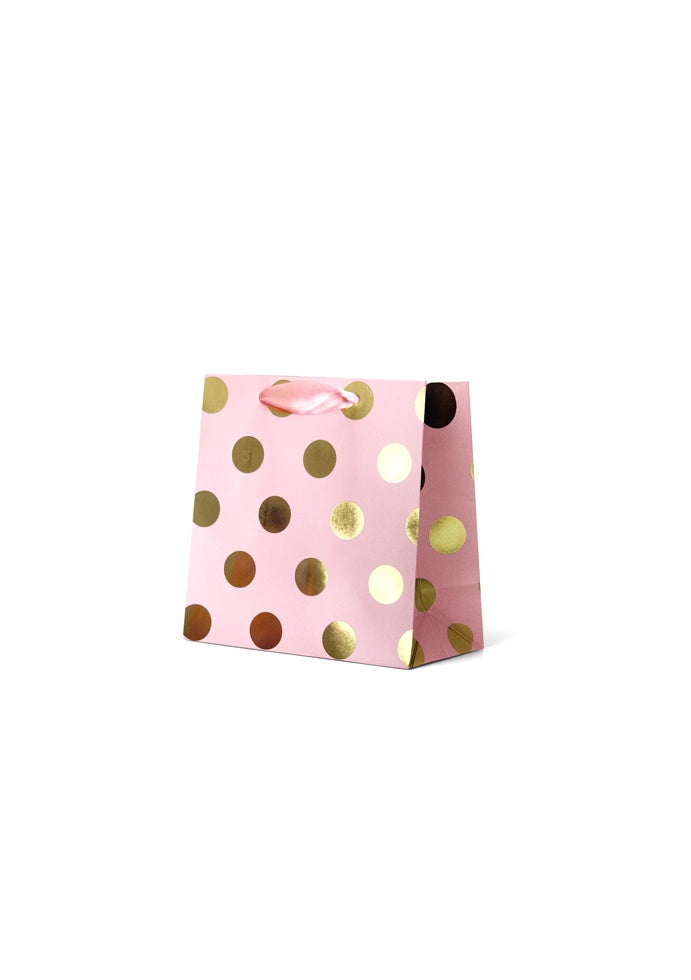 Small Gift Bag Gold Spot on Pink 15x15cm