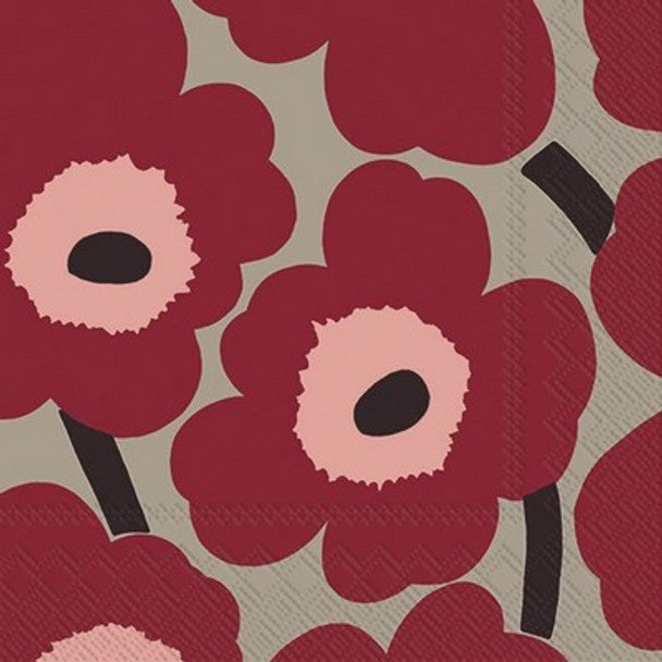 Marimekko Unikko Red Linen Lunch Napkins 20pk