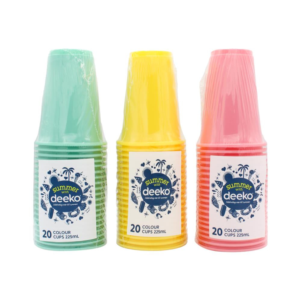 Deeko Plastic Cups 20pk 225ml