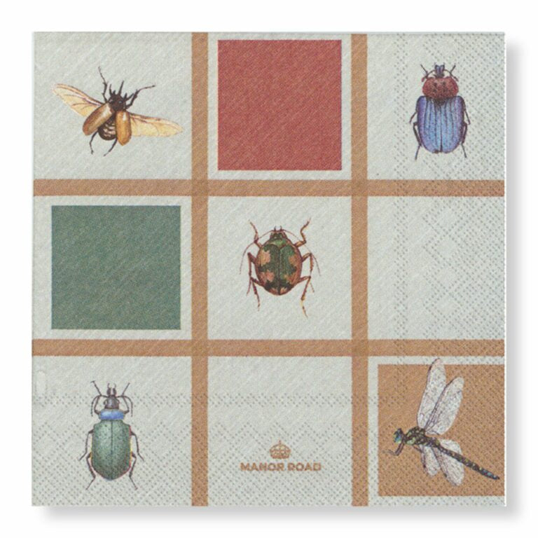 Manor Road Beetles & Bugs Cocktail Napkins 20pk