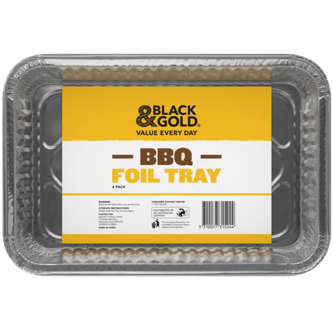 Black & Gold BBQ Foil Tray 4pk