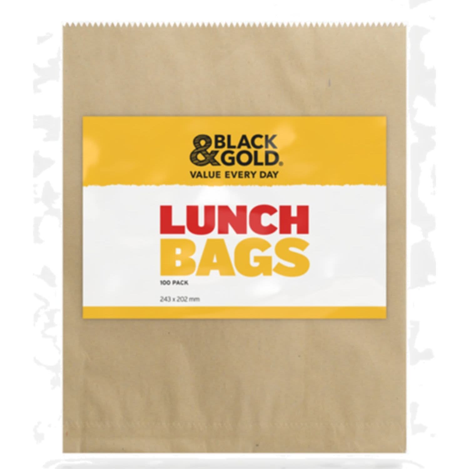 Black & Gold Lunch Bags Paper 100pk