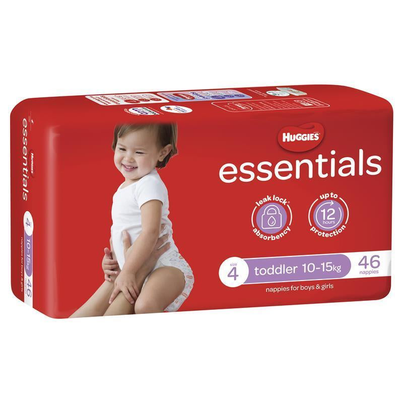 Huggies Essential Nappy Size 4 Toddler 10-15Kg 46pk