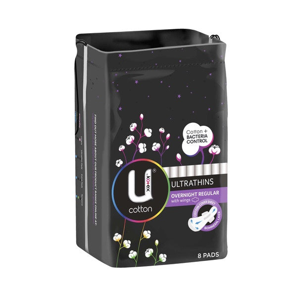 U by Kotex Ultrathins Overnight Cotton 8pk