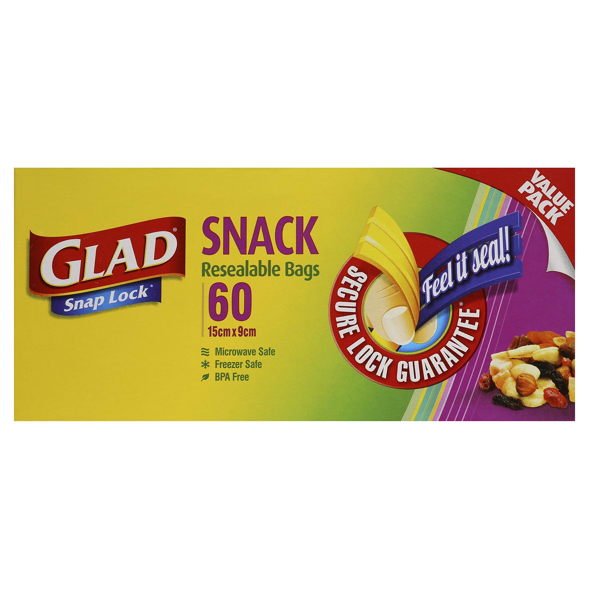 Glad Resealable Snack Bags 60 pk