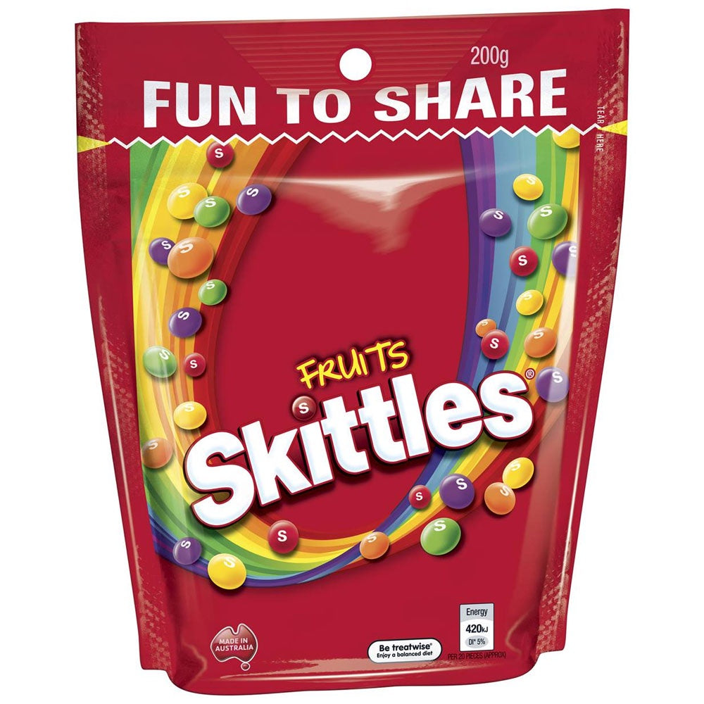 Skittles Fruits Chewy Lollies Pouch 200g
