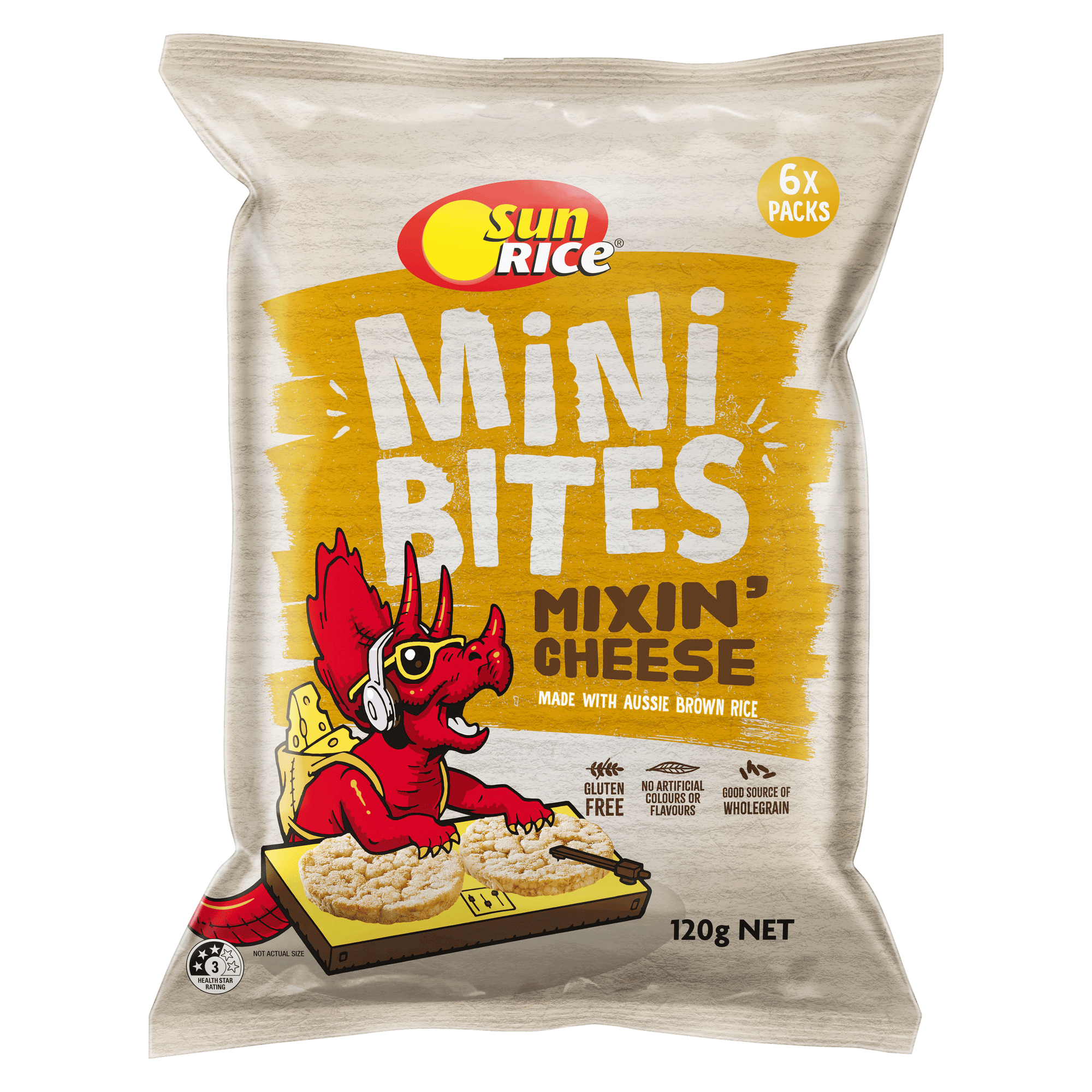 Sunrice Rice Cakes Mini Cheese 120g 6pk