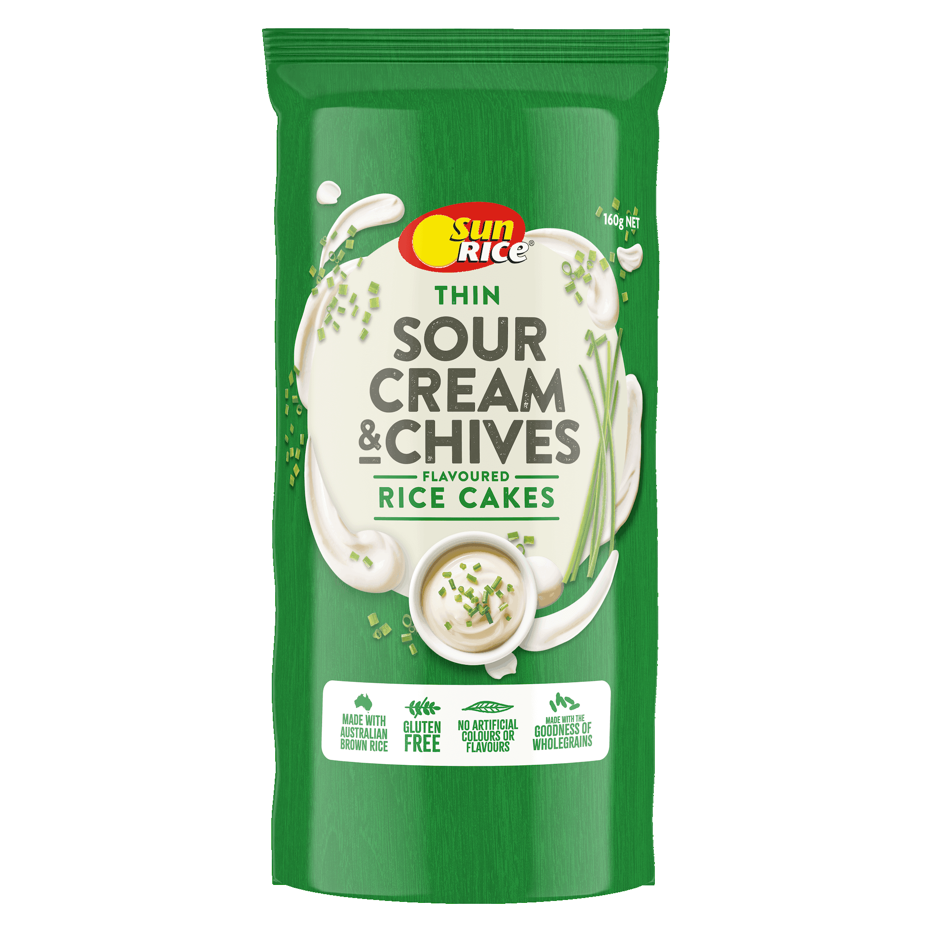 Sunrice Rice Cakes Thin Sour Cream Chives 160g