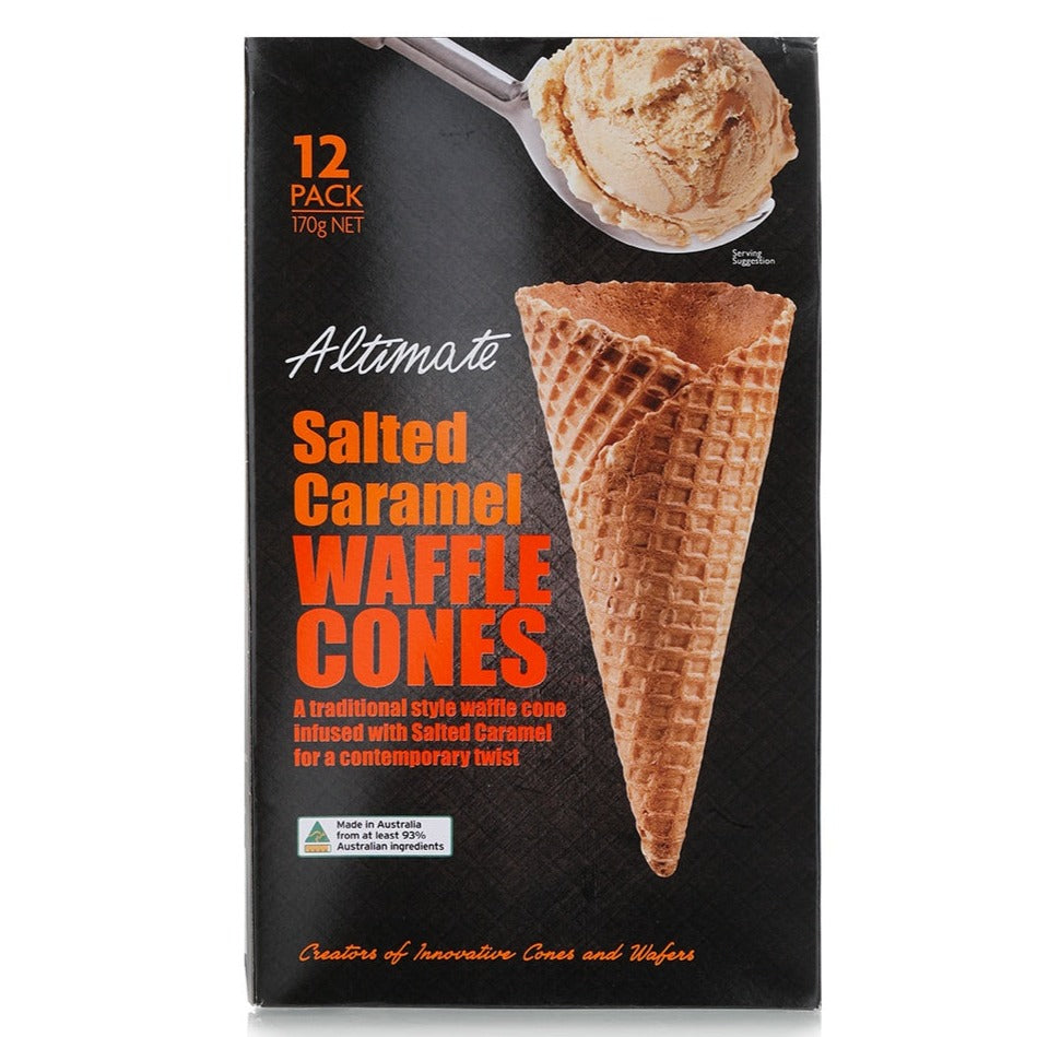 Altimate Salted Caramel Waffle Cones 12pk 170g