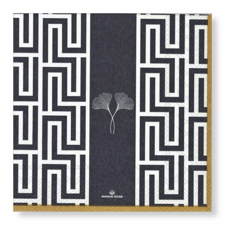 Manor Road Gingko Navy Dinner Napkins 20pk