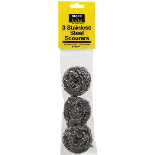 Black & Gold Stainless Steel Scourers 3pk