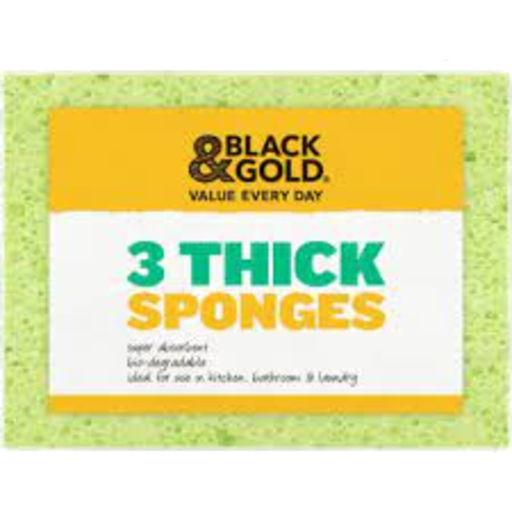 Black & Gold Thick Sponges 3pk