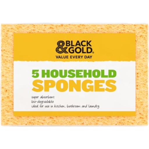 Black & Gold Household Sponges 5pk
