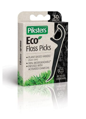 Piksters Floss Picks Charcoal  30's